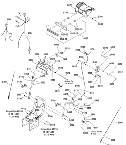 Handles And Controls Group Diagram and Parts List for 1696054-CM741450S 2011 Briggs and Stratton Snow Blower